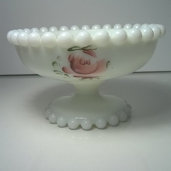 Other - Vintage Milk Glass With Roses Compote/Candy Dish